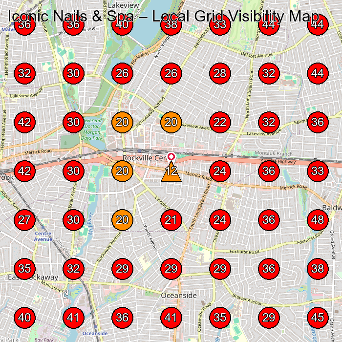 Iconic Nails & Spa GeoGrid visibility map for Nail Salon in Oceanside